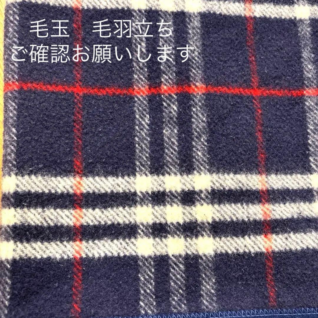 Burberry 高級ウール100%毛布　 ネイビーチェック