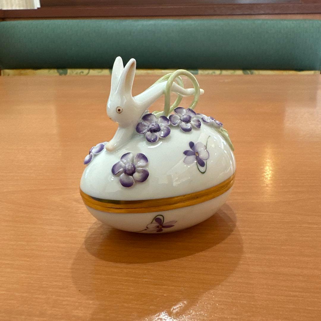 ヘレンド バイオレットシンプル タマゴボックス スミレ ハンガリー 美品
