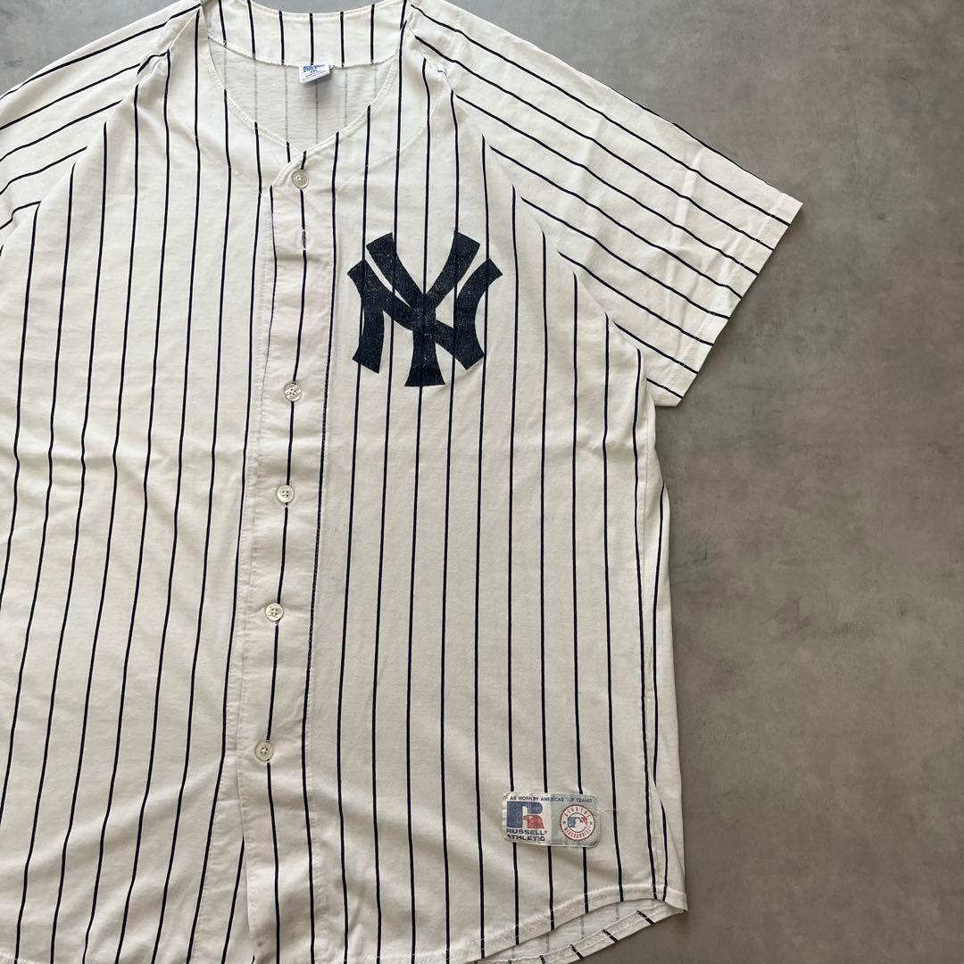 90s RUSSELL ヤンキース ベースボールシャツ USA製 MLB