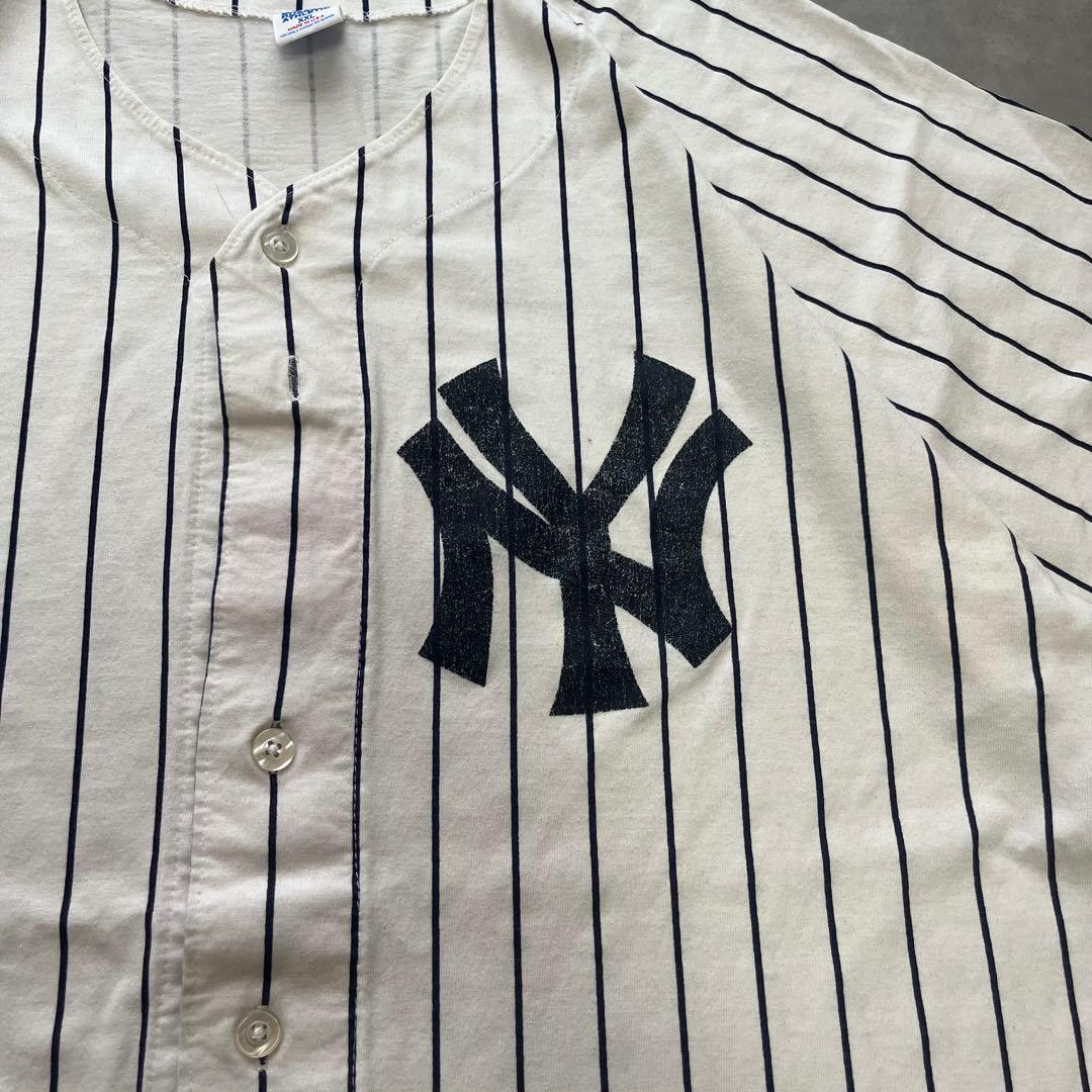 90s RUSSELL ヤンキース ベースボールシャツ USA製 MLB