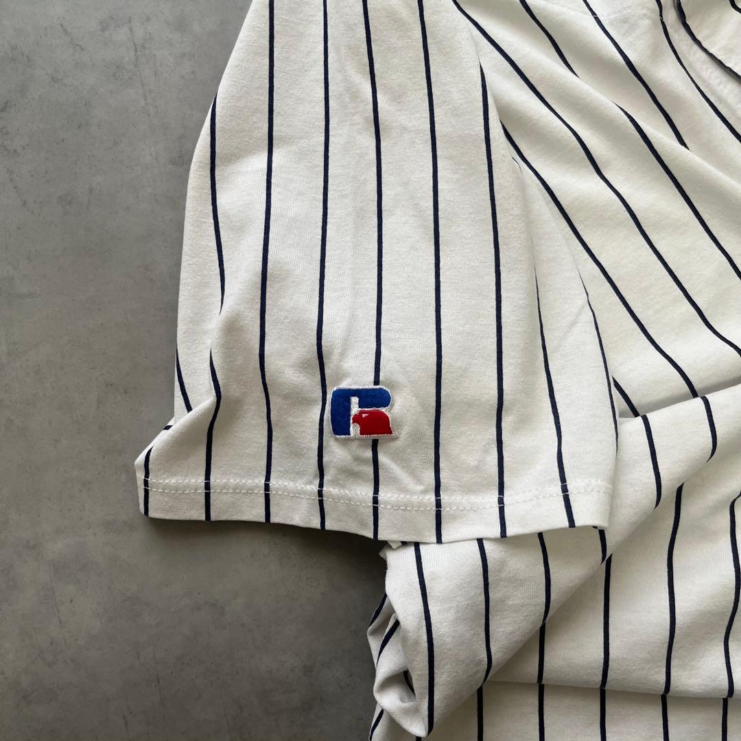 90s RUSSELL ヤンキース ベースボールシャツ USA製 MLB