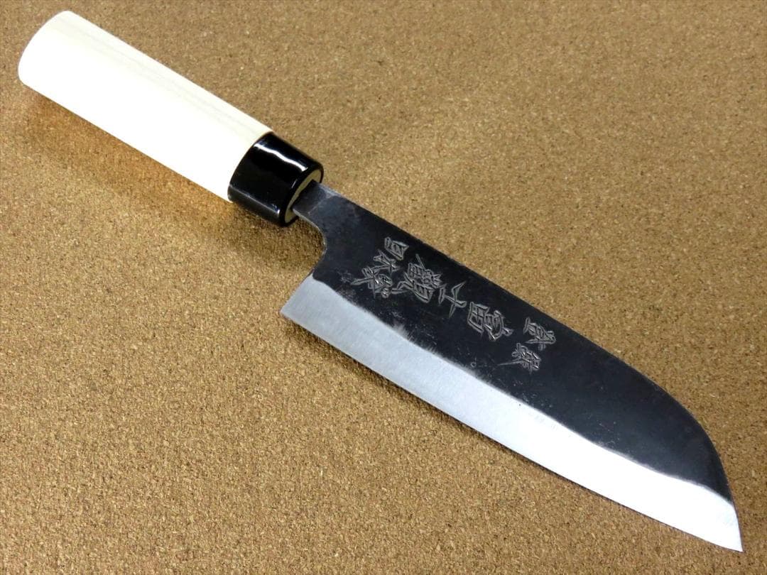 関の刃物 三徳包丁 160mm 黒打 青紙2号 軟鉄 魚 肉切り 両刃 万能包丁