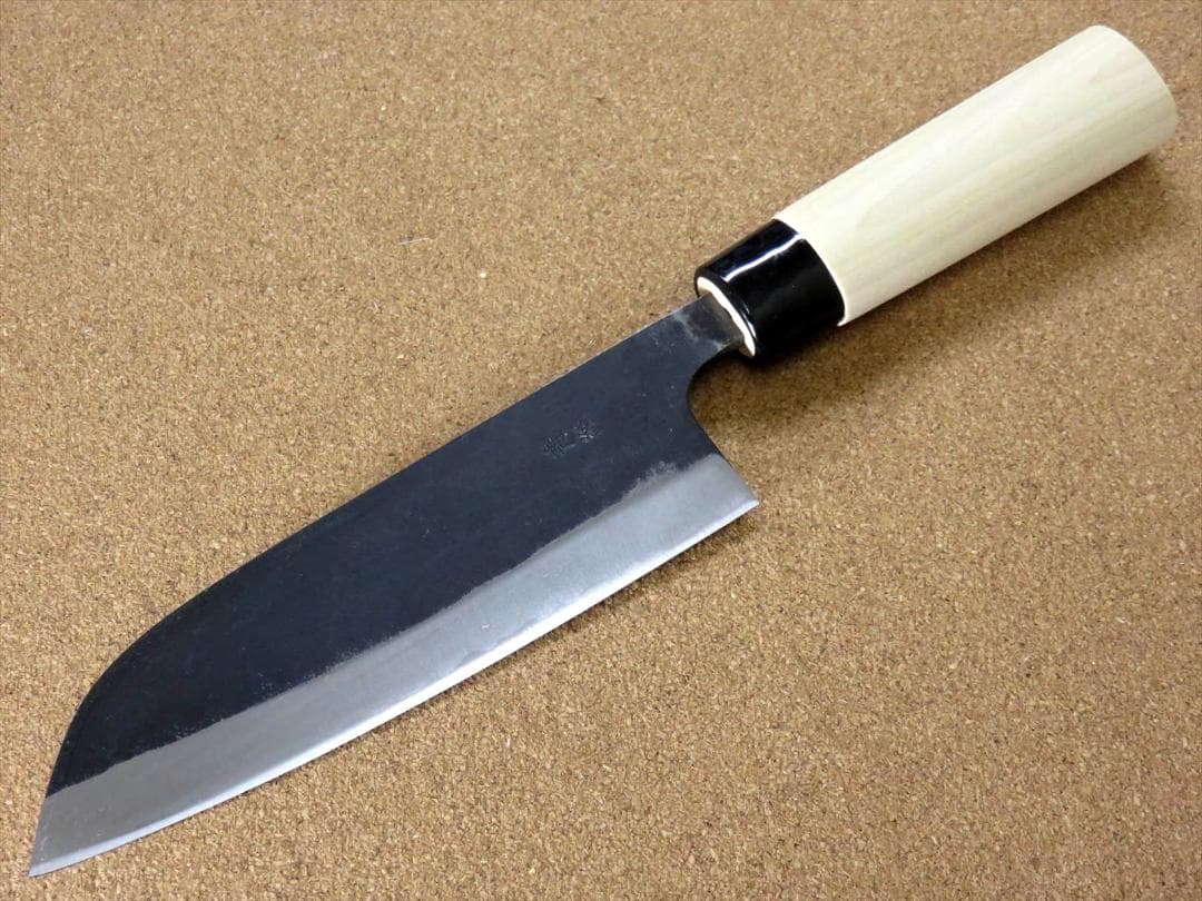 関の刃物 三徳包丁 160mm 黒打 青紙2号 軟鉄 魚 肉切り 両刃 万能包丁