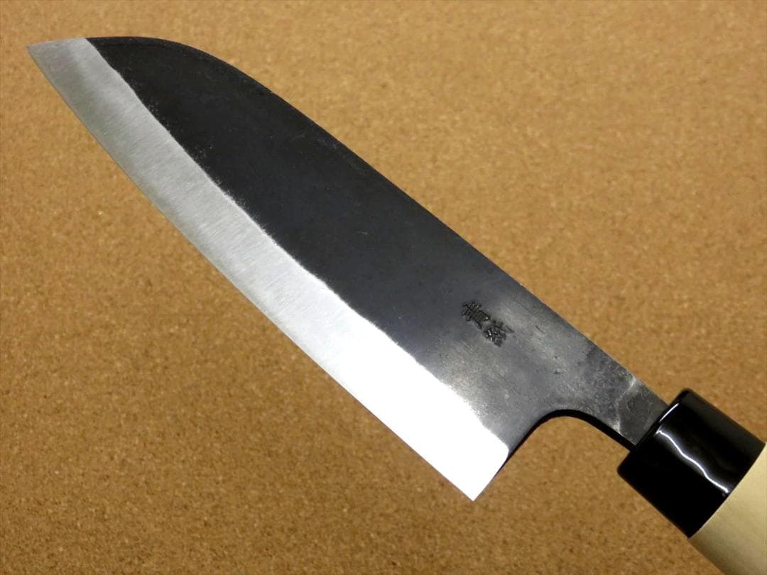 関の刃物 三徳包丁 160mm 黒打 青紙2号 軟鉄 魚 肉切り 両刃 万能包丁
