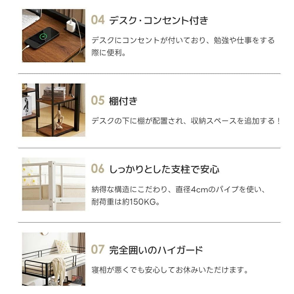 超人気！ステムベット ロフトベッド シングル コンセント付き 収納付きBlack