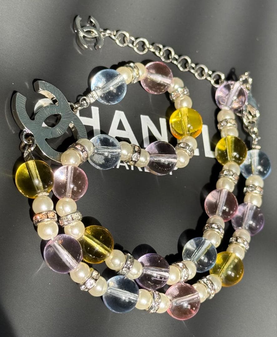 CHANEL 多色ビーズ ネックレス&ブレスレットセット
