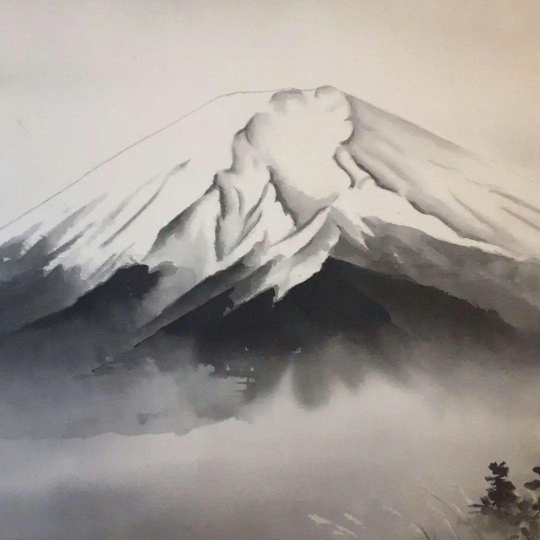 絵画　水墨画　富士山　川田敏郎