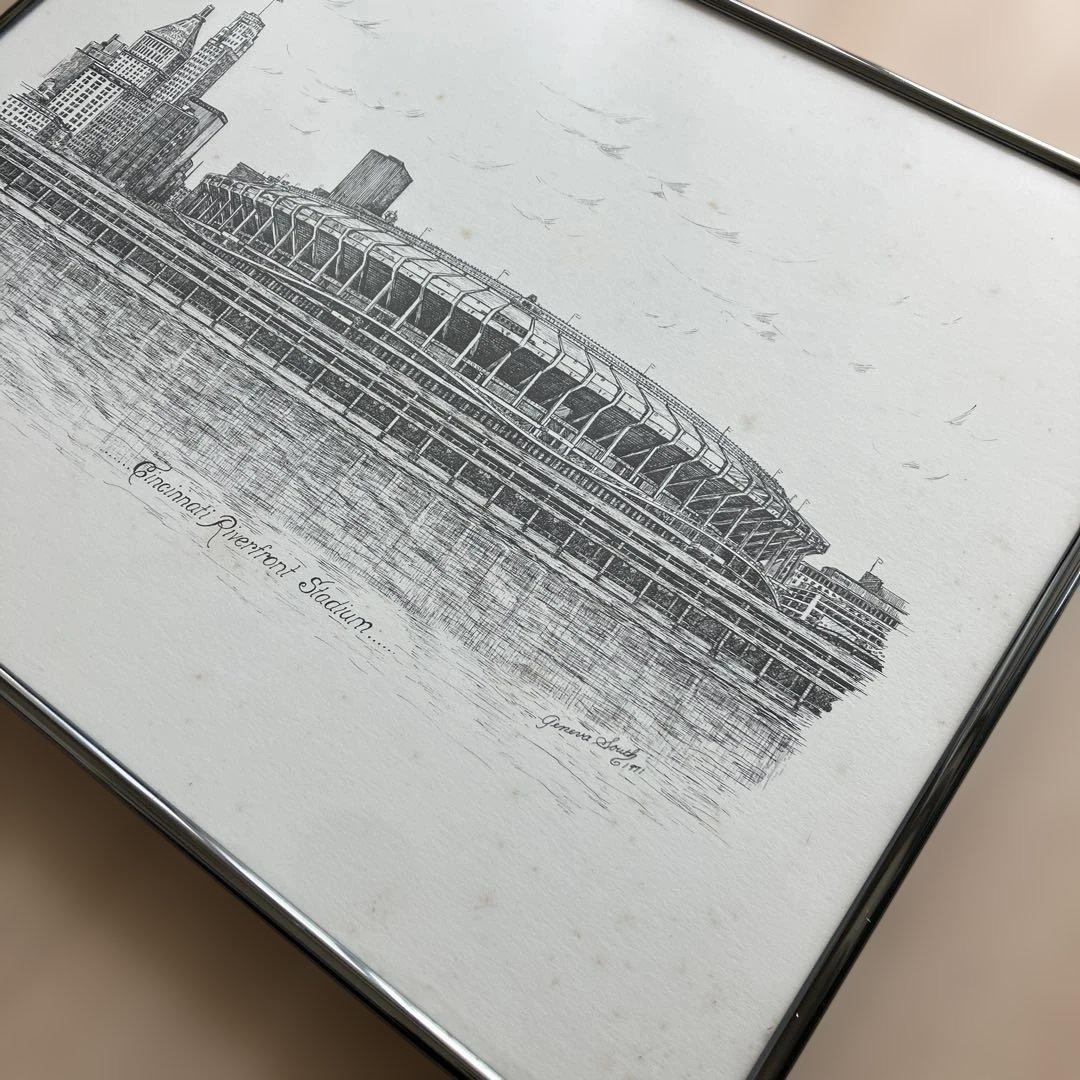 Cincinnati front Stadium ペン画