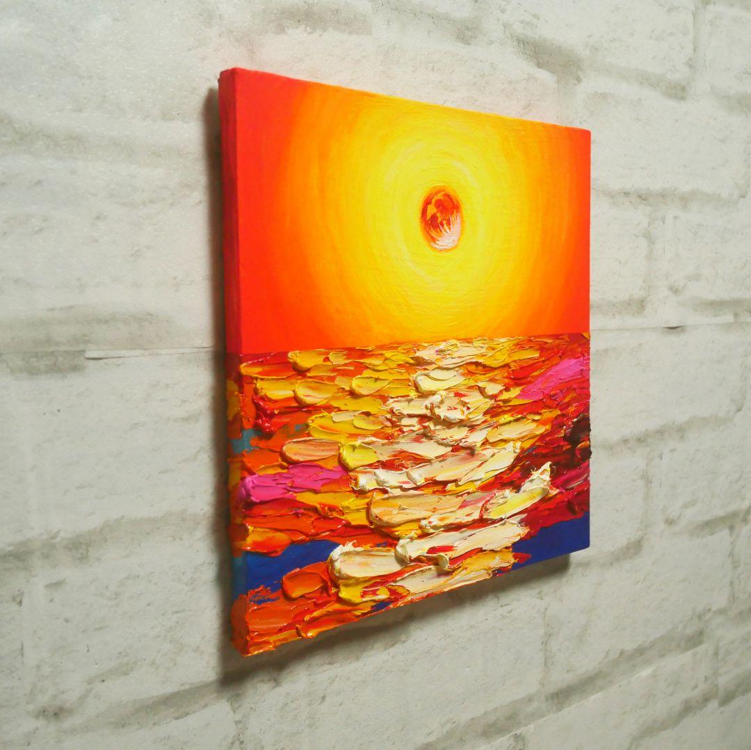 油絵 絵画アートパネル【オレンジの月】