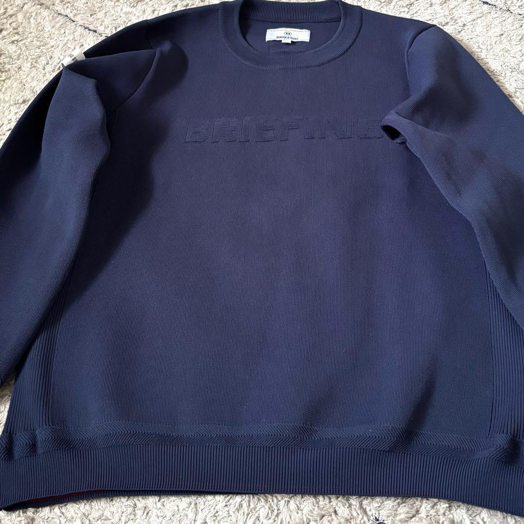 【極美品✨】ブリーフィング　ニット　セーター　ロゴ　長袖　ネイビー　Ｌサイズ
