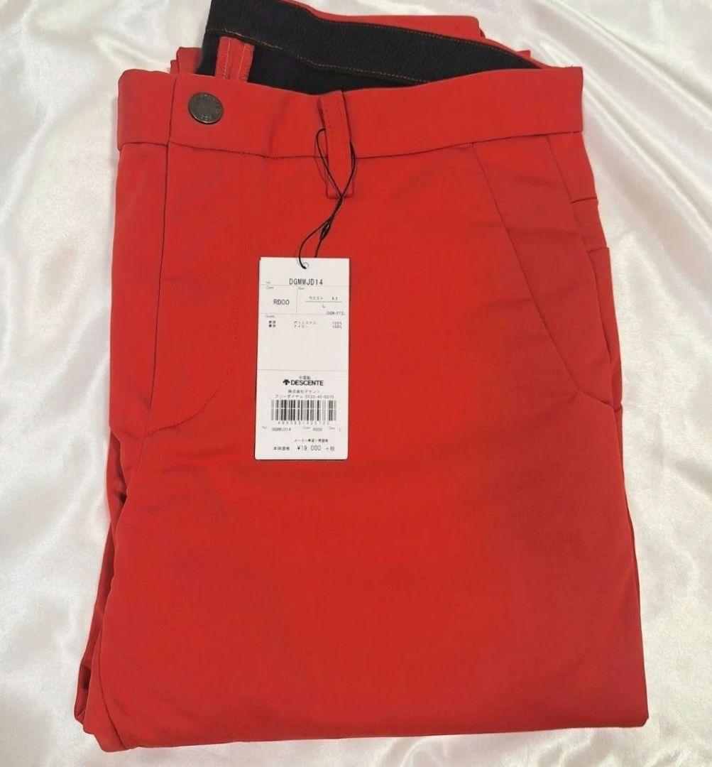 新品　DESCENTE GOLF デサントゴルフ 裏起毛パンツ レッド系　M