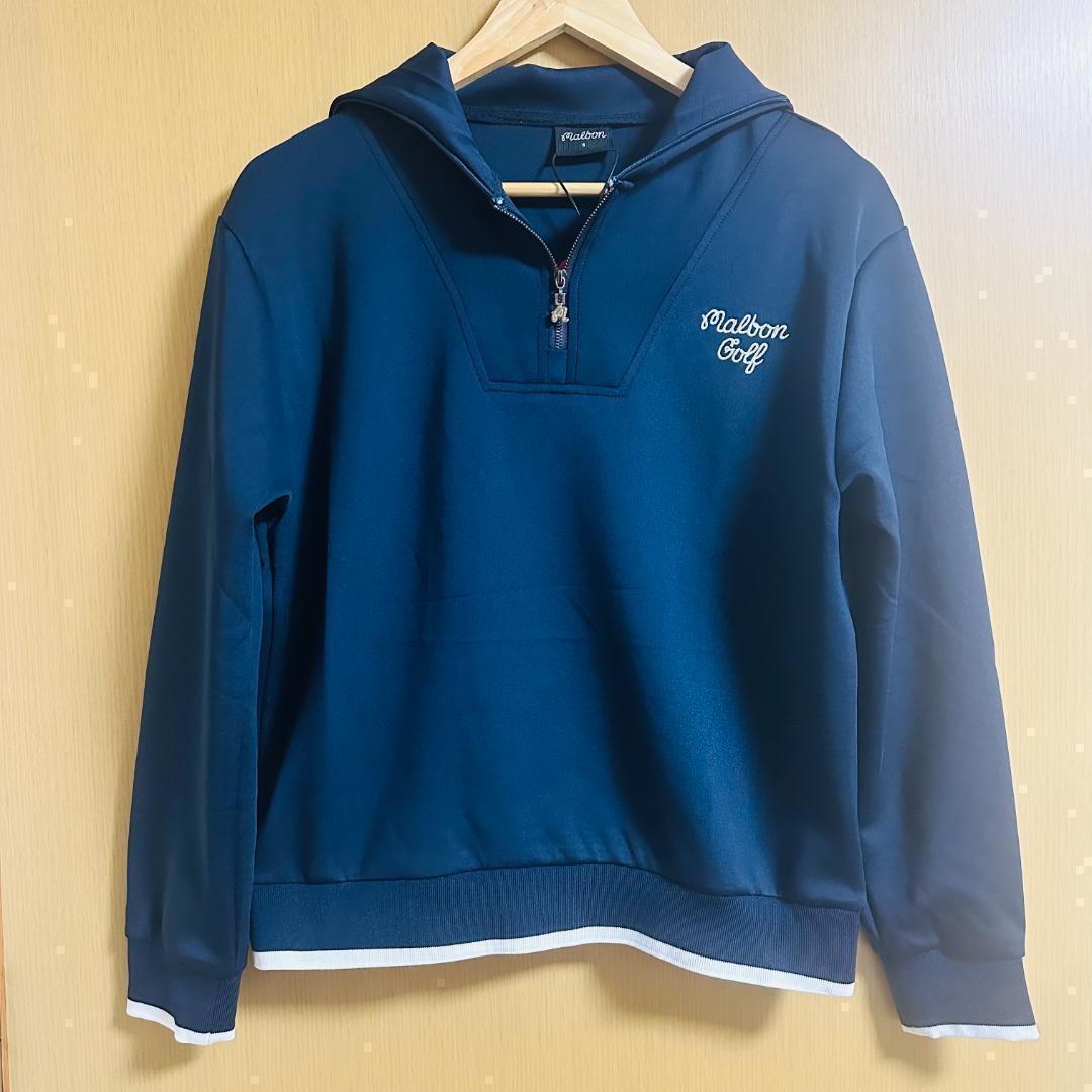 紺色M マルボンゴルフ ハーフジップ Malbon Golf アップスウェット