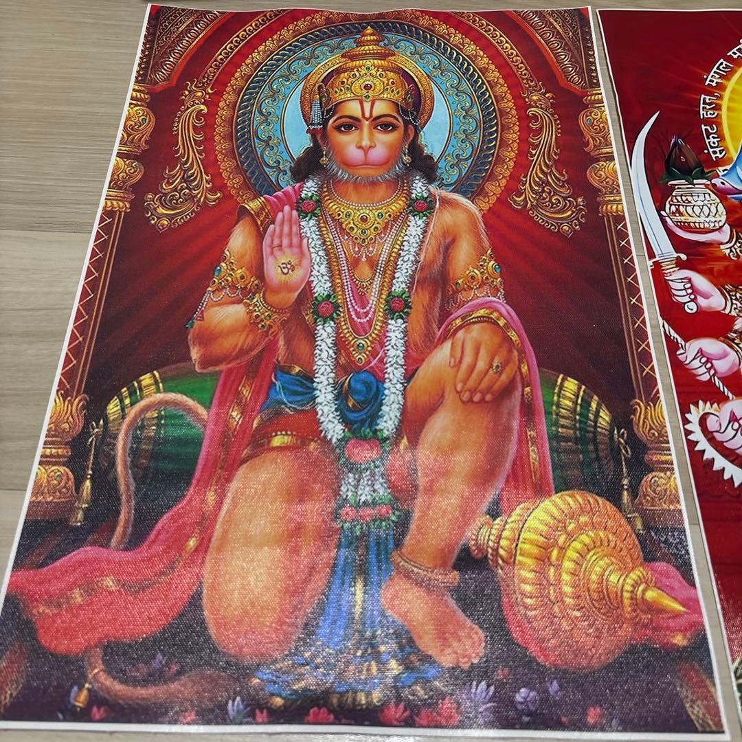 希少、ハヌマーン、パーンチャムカ、インド、ヒンドゥー教、宗教画、神様絵