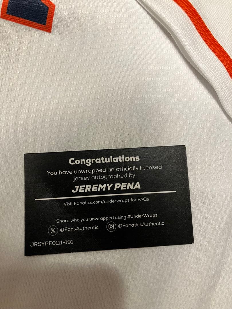 ジェレミー ペーニャ アストロズ ワールドシリーズMVP サイン入りユニフォーム