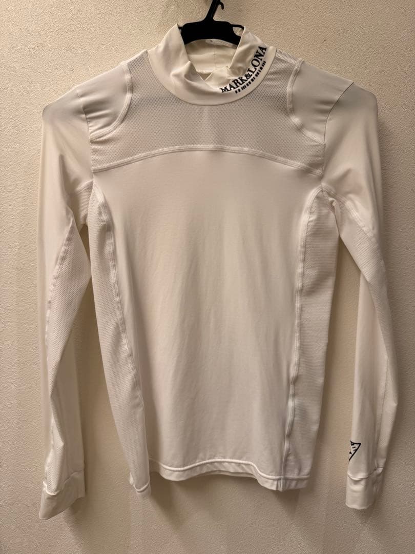 極美品　MARK&LONA メッシュハイネックシャツ ホワイト　S インナー