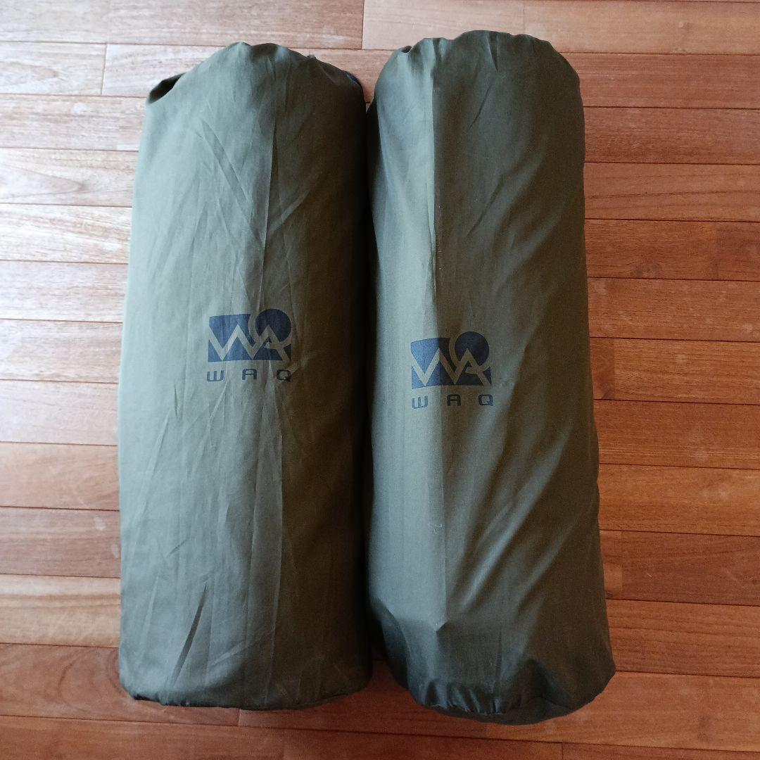 WAQ キャンプマット 8cm 自動膨張式　カーキ　2個セット