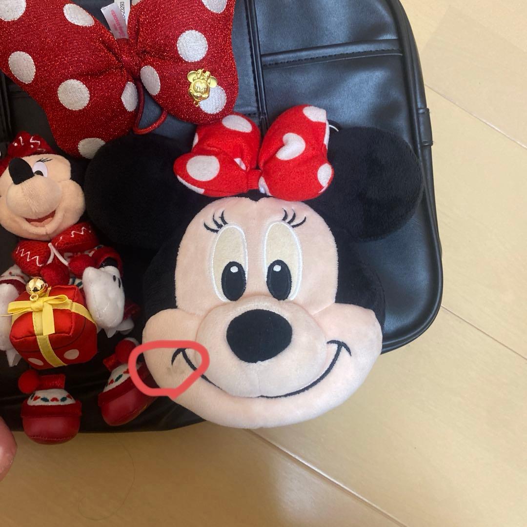 ディズニー　ミニー　ぬいぐるみバッジ　ポシェット　スクバ　ヘアゴム