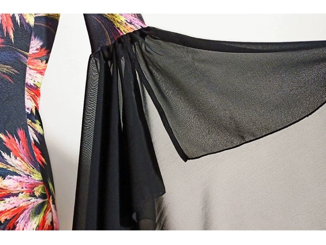 ラテンダンストップス　レオタード式　ダンスウェアトップス　黒ピンク　s-XL