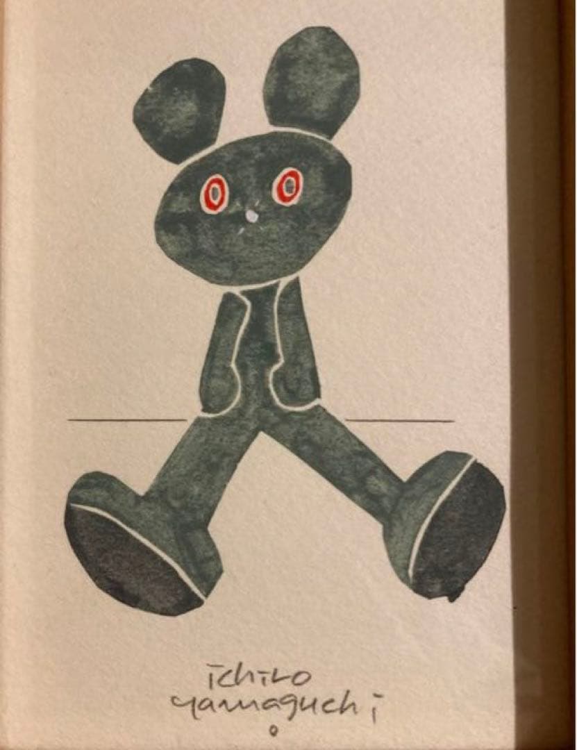 山口一郎　原画　テディベア　ポストカード　額装済み