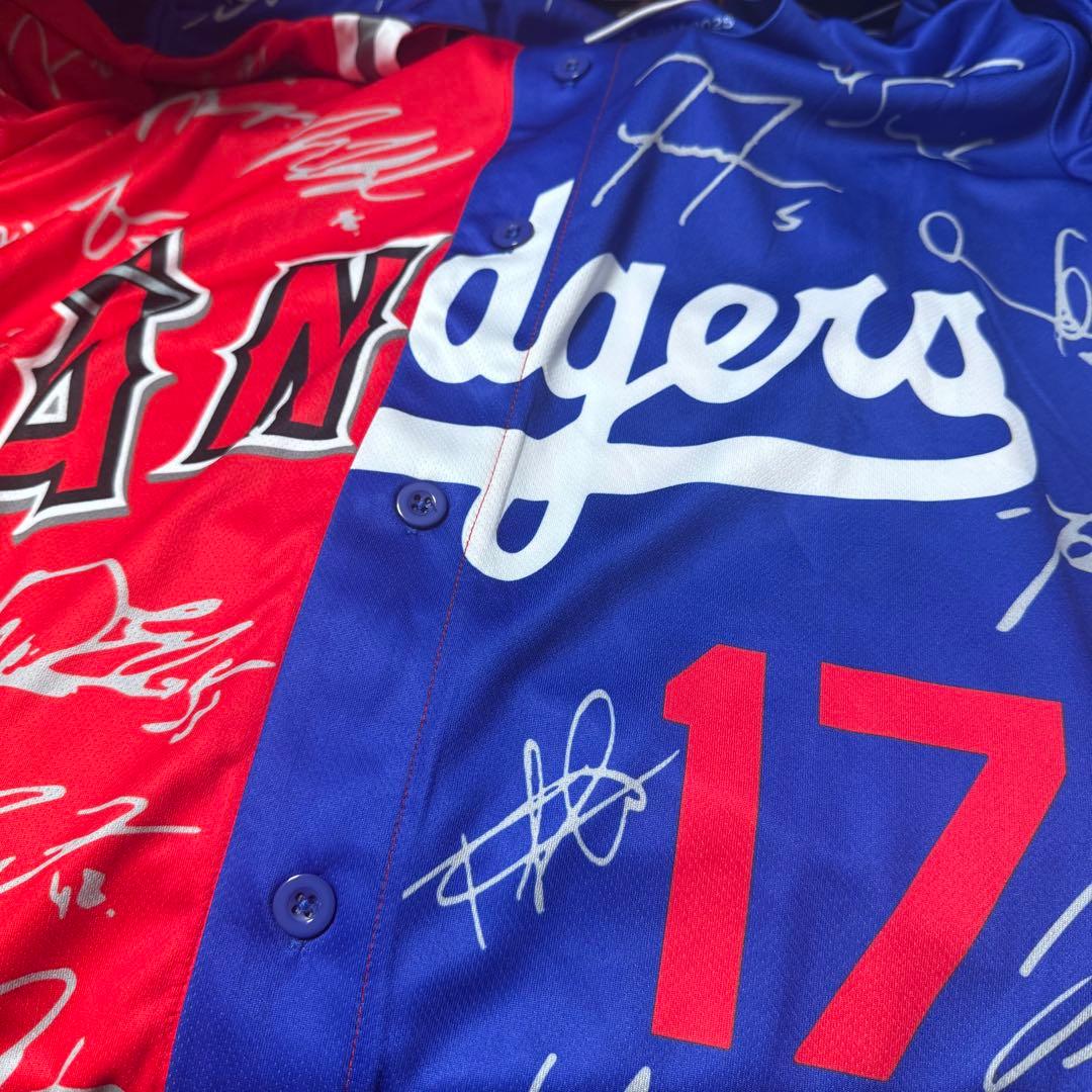 音*ん様 非売品 大谷翔平 サインプリントドジャースエンゼルスミックスユニフォー
