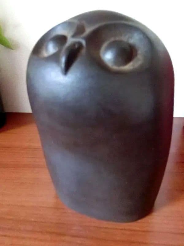 希少★鳥の彫刻家　山本常一作品　ふくろう/梟　彫像 置物 外箱付　森の賢者　鉄