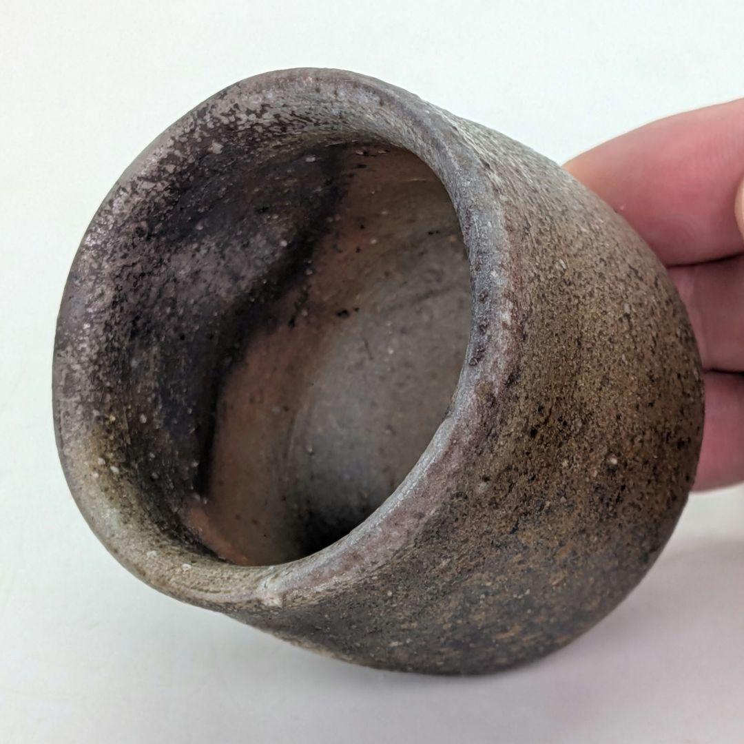 岡山県重要無形文化財 四代松田華山 備前焼 酒呑 共箱共布栞 酒器 ぐい呑 酒盃