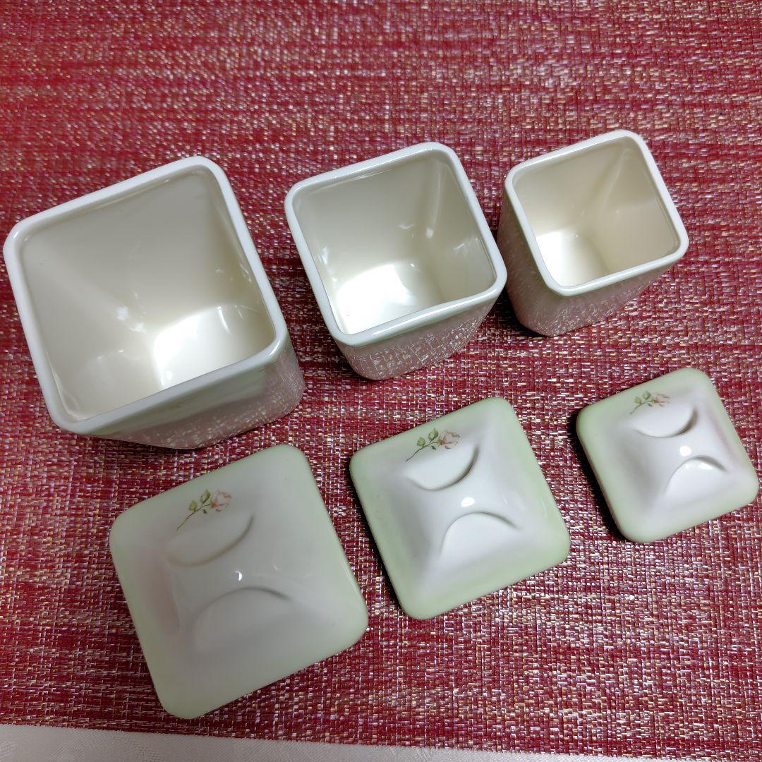 おすすめ♪イマン　オードリーグリーン 陶器キャニスター　大中小3個セット