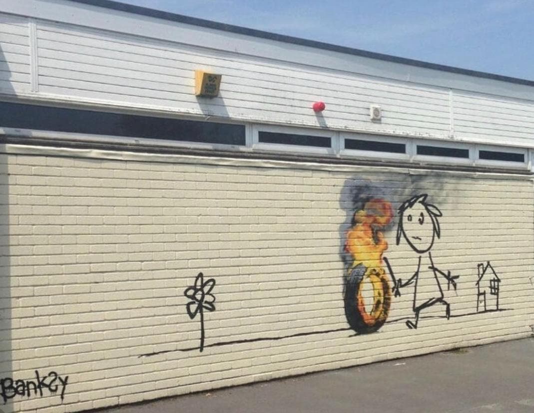 限定マット額装/バンクシー/Girl With A Burning Banksy