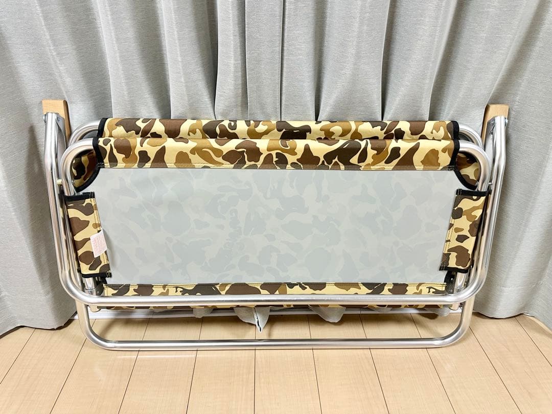良品 キャプテンスタッグ キャンプアウト アルミ背付ベンチ カモフラージュ