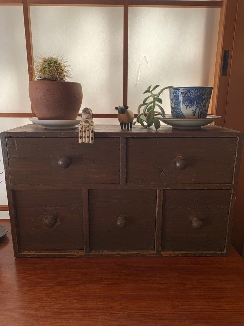 木製アンティーク風収納　小物入れ