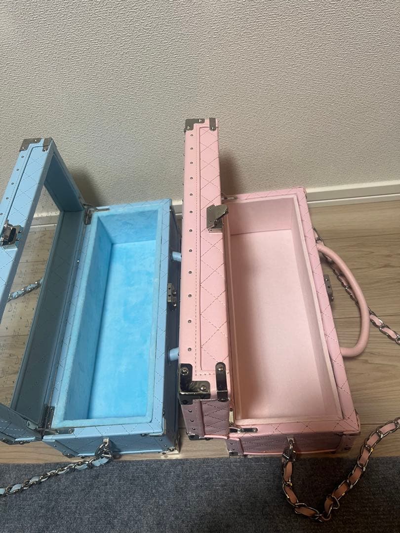 エンジェルシャンパンドゥミセック　ブルー&ピンク　空瓶＋ケース