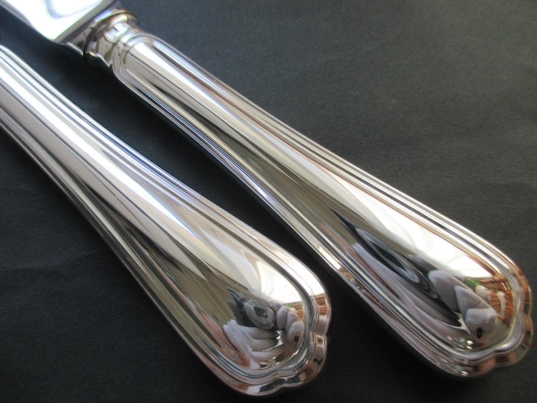 極美品☆仏蘭西高級銀器クリストフルシルバー　テーブルナイフ２本　スパトゥール