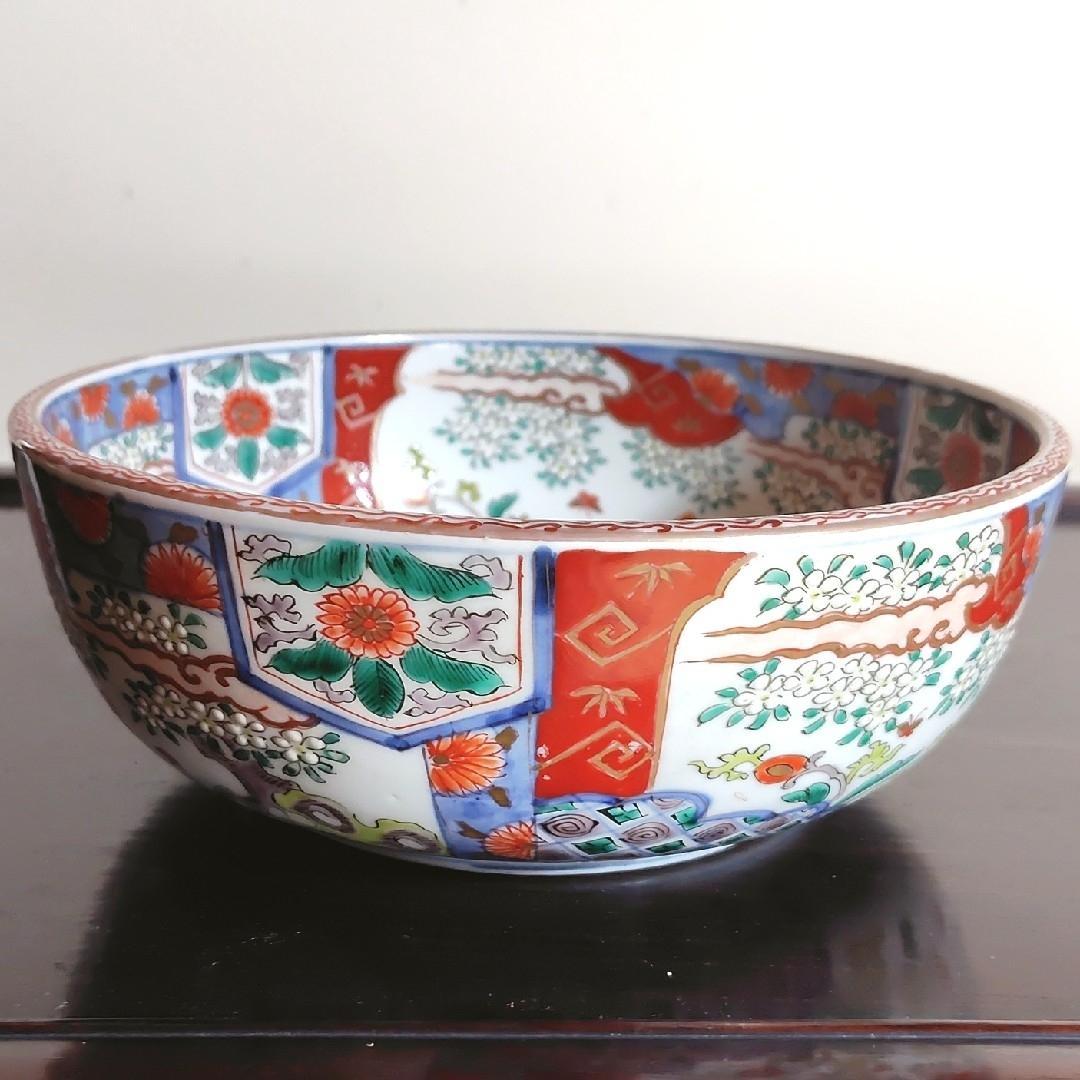 伊万里 錦絵鉢 2つセット 鳳凰 花 レトロ アンティーク 金彩 冬 正月