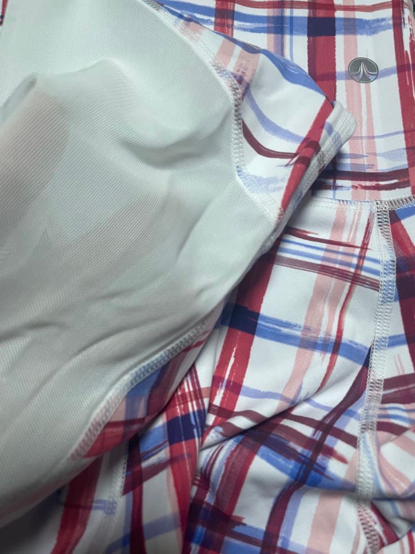 SUKALA チェックレギンス レッド L 背面メッシュ LAVA