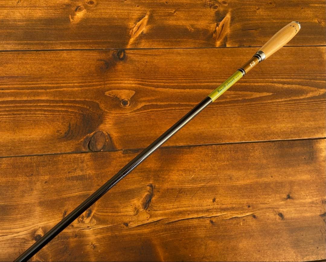 小物釣り竿　タナゴ竿　カーキ×ブラウン　180cm ウッドグリップ　振り出し竿