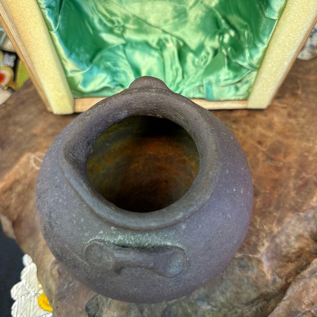 古越前 お歯黒壺 蹲 室町 桃山 小壺 茶花 花入 茶席 骨董 古美術