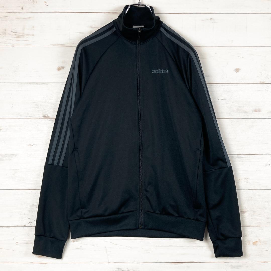 adidas　トラックジャケット　ロゴラバープリント　スリーストライプ　M