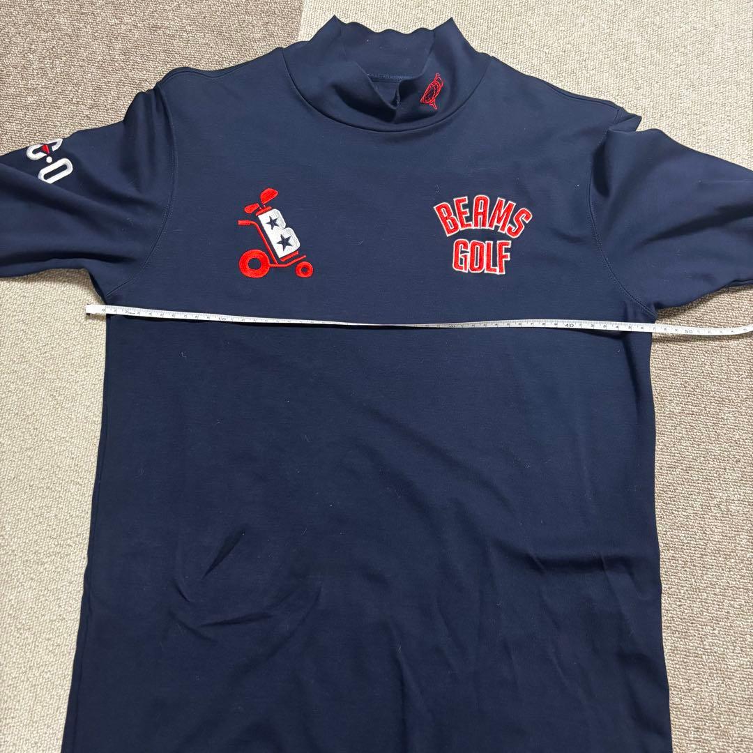 美品【BEAMS GOLF】ネイビー長袖カットソー　モックネック　Mサイズ