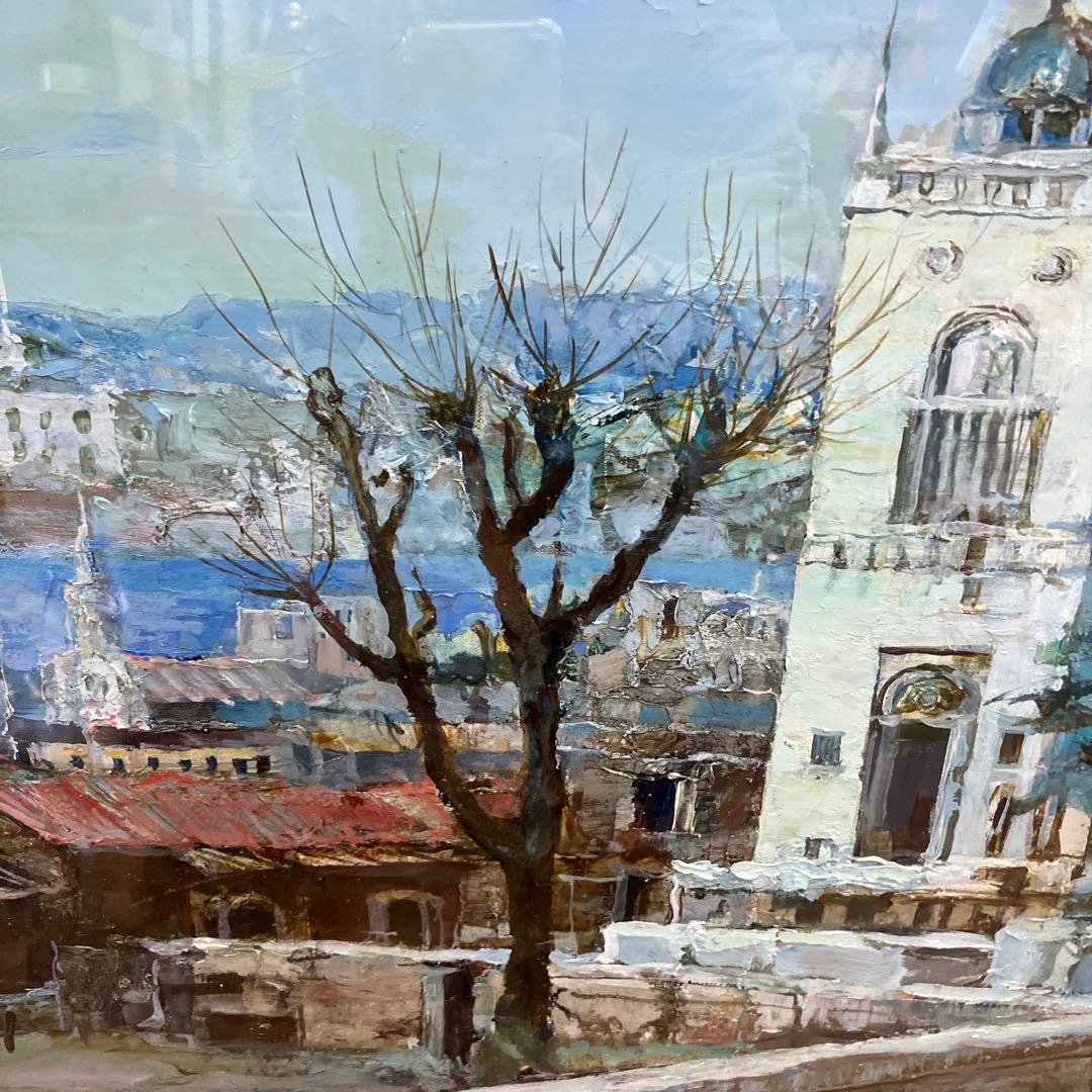 真作 加納守 油彩画 油絵 F10号 風景画 金彩 額装 サイン入り 昭和レトロ