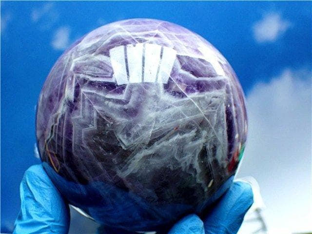 天然～愛の守護石～夢幻紫水晶アメジスト丸玉B89G1/179G03A