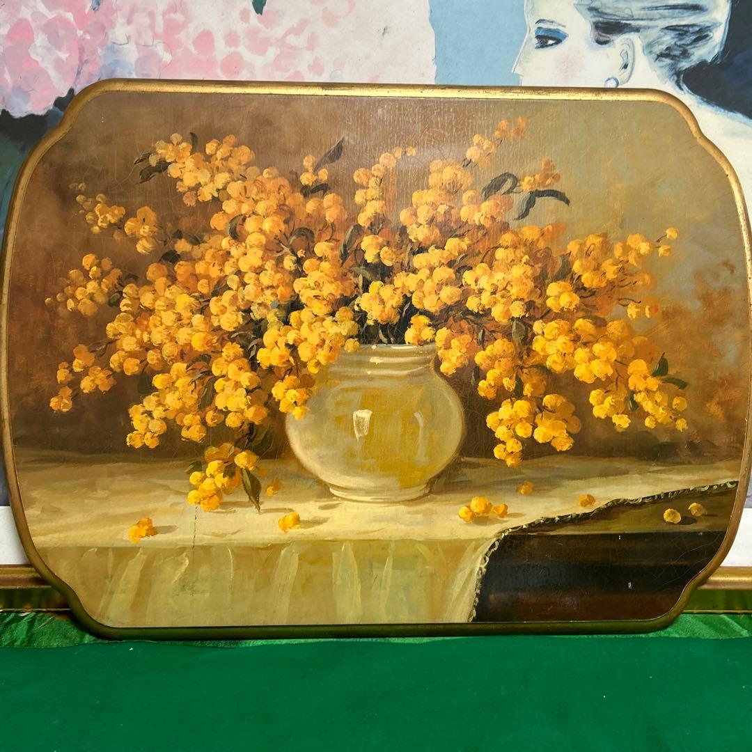 イタリア製 花瓶の花 絵画