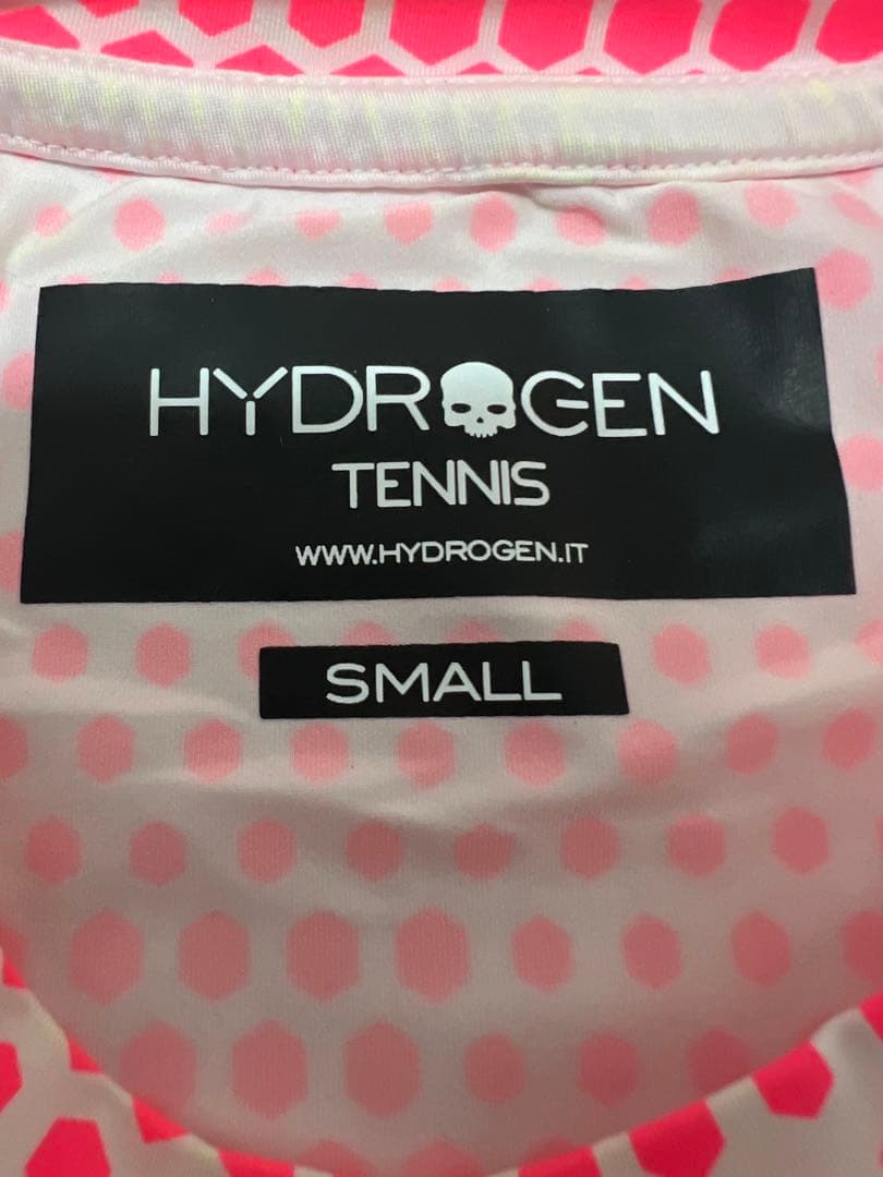 ハイドロゲン HYDROGEN テニス ウェア シャツ S ピンク 白 柄
