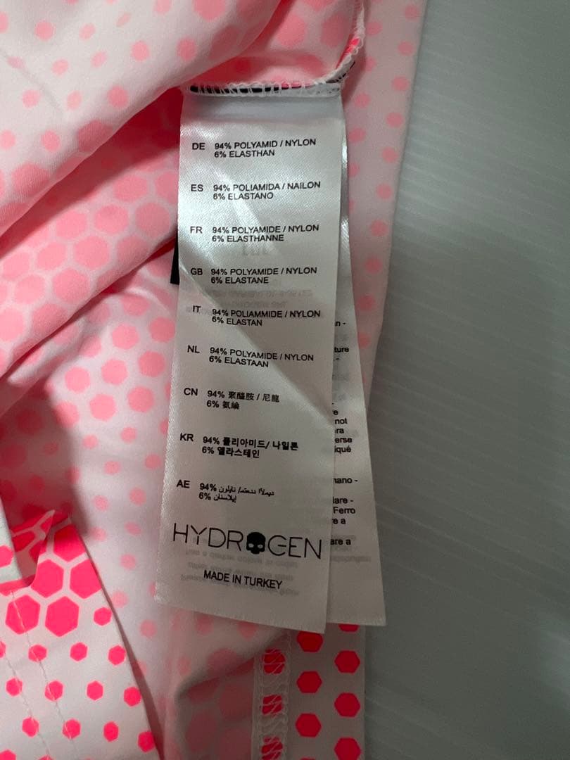 ハイドロゲン HYDROGEN テニス ウェア シャツ S ピンク 白 柄