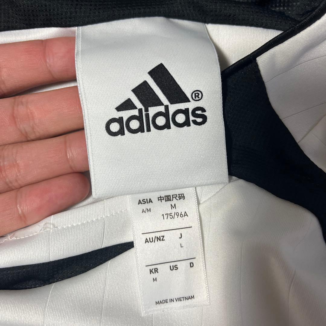 adidas 長袖シャツ M ホワイト/ネイビー