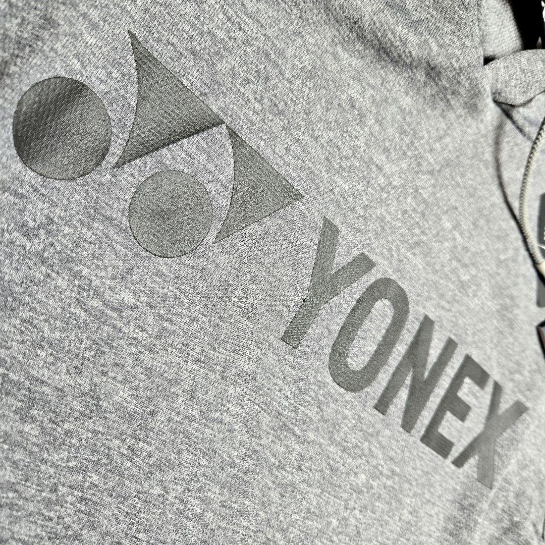 新品　YONEX　ユニパーカー　L　グレー　ブラック　フード付き　スウェット