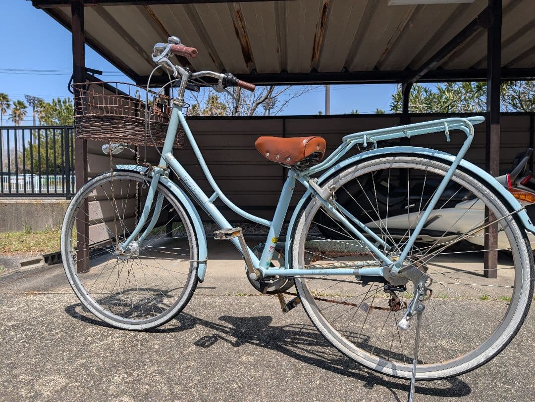 水色シティサイクル 前バスケット付き