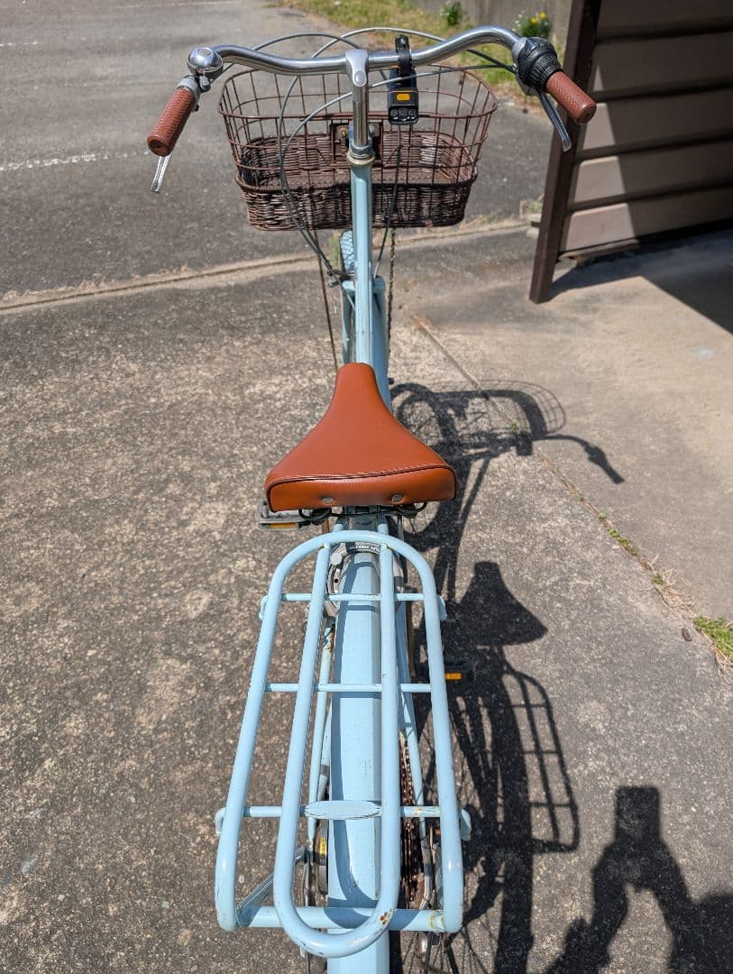 水色シティサイクル 前バスケット付き