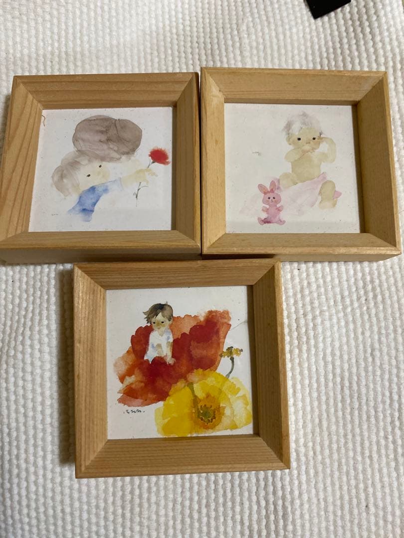 いわさきちひろ　額縁絵画3点セット