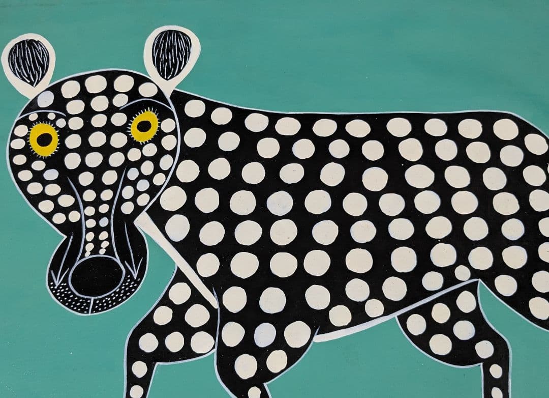 ●アフリカの絵画、ティンガティンガ、チーター、60×60cm