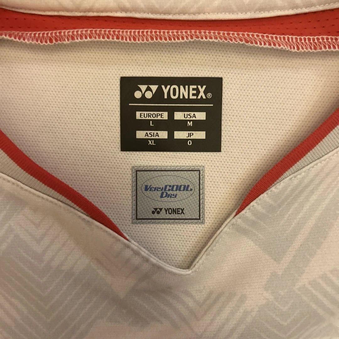 YONEX 幾何学模様シャツ XL ホワイト/レッド 日本代表